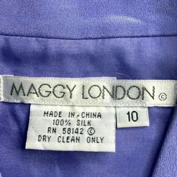 Maggy London 100% Silk Size 10 Purple Classic Jacket Faux Pockets - Picture 8 of 13